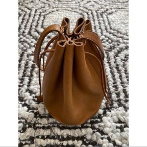 BAGGU Leather Drawstring Bucket Bag.